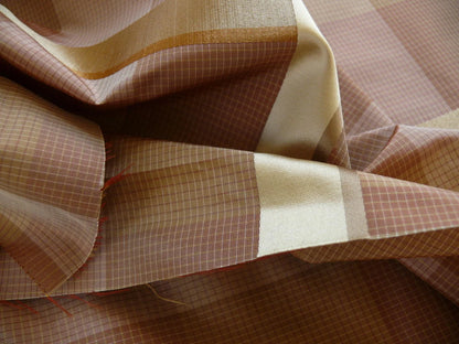 Kravet Les Cent Baisers Blush Pink Gold Silk Pale Lavender Satin Stripe MSRP USD 149/Y