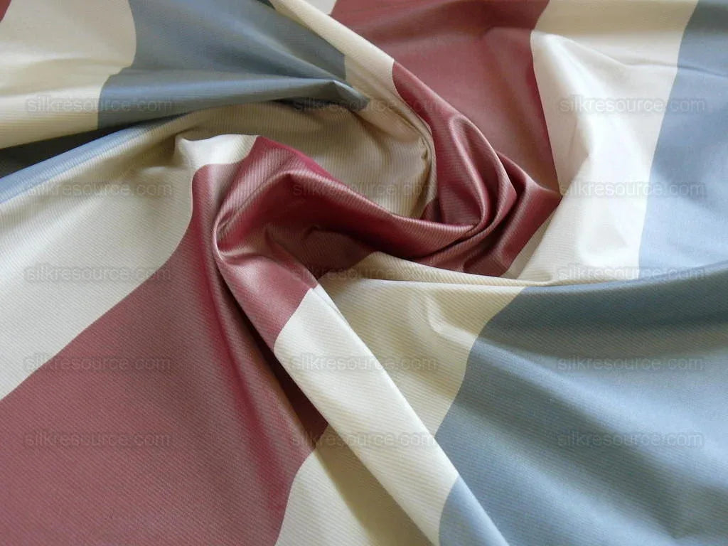 By Yd Lee Jofa Devine Silk Taffeta Stripe "crimson" Red Blue White Crimson Americana