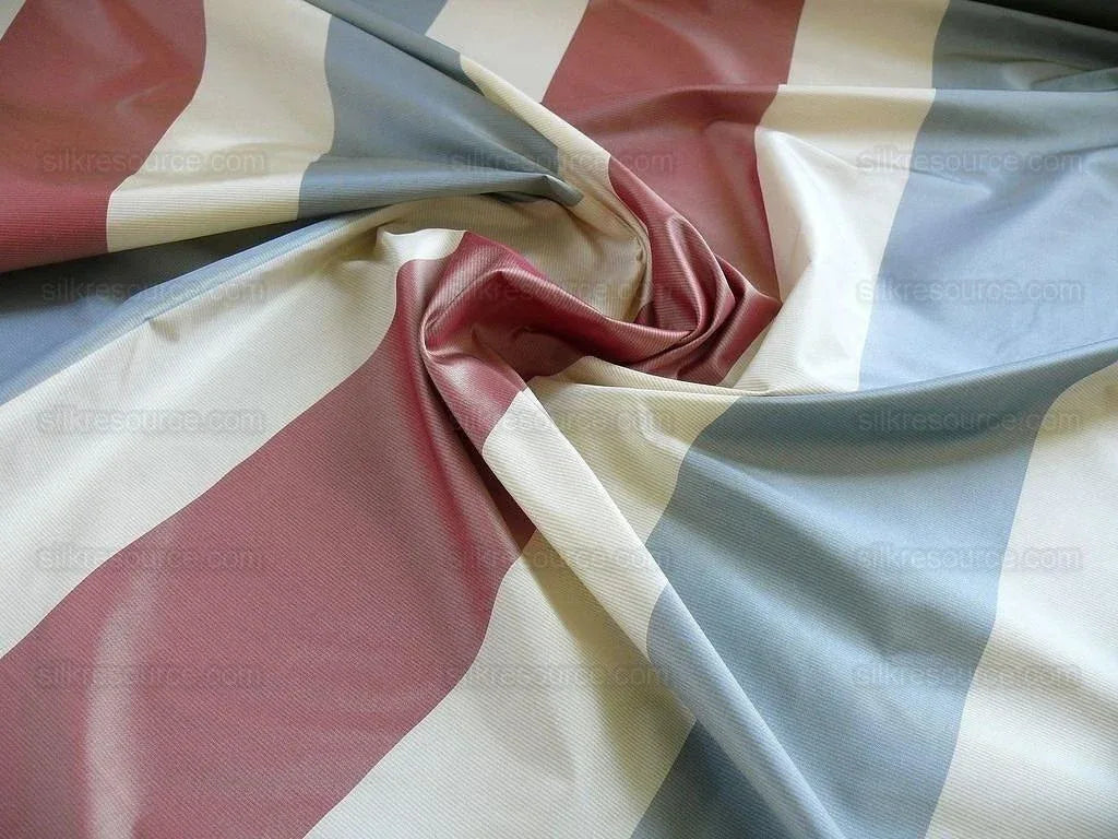 By Yd Lee Jofa Devine Silk Taffeta Stripe "crimson" Red Blue White Crimson Americana