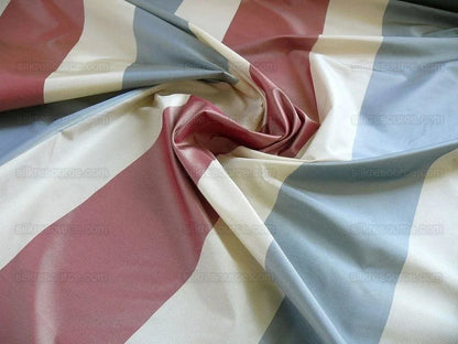By Yd Lee Jofa Devine Silk Taffeta Stripe "crimson" Red Blue White Crimson Americana