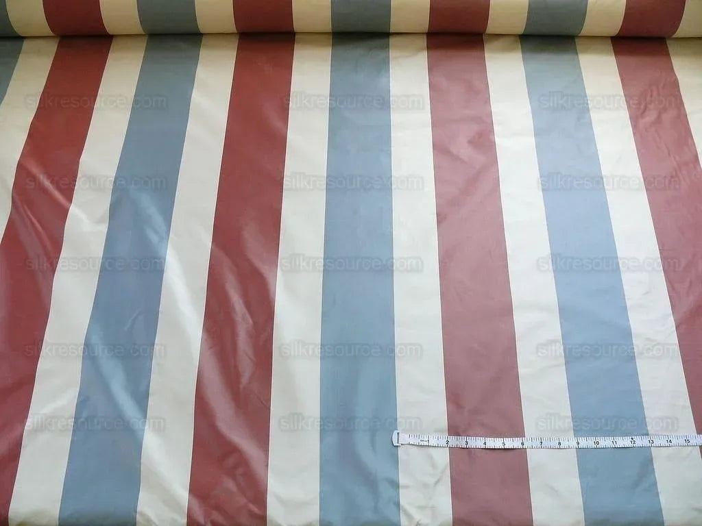 By Yd Lee Jofa Devine Silk Taffeta Stripe "crimson" Red Blue White Crimson Americana