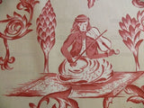 LEE JOFA DAMBURA PRINT MONKEY MUSIC TOILE RED MADDER