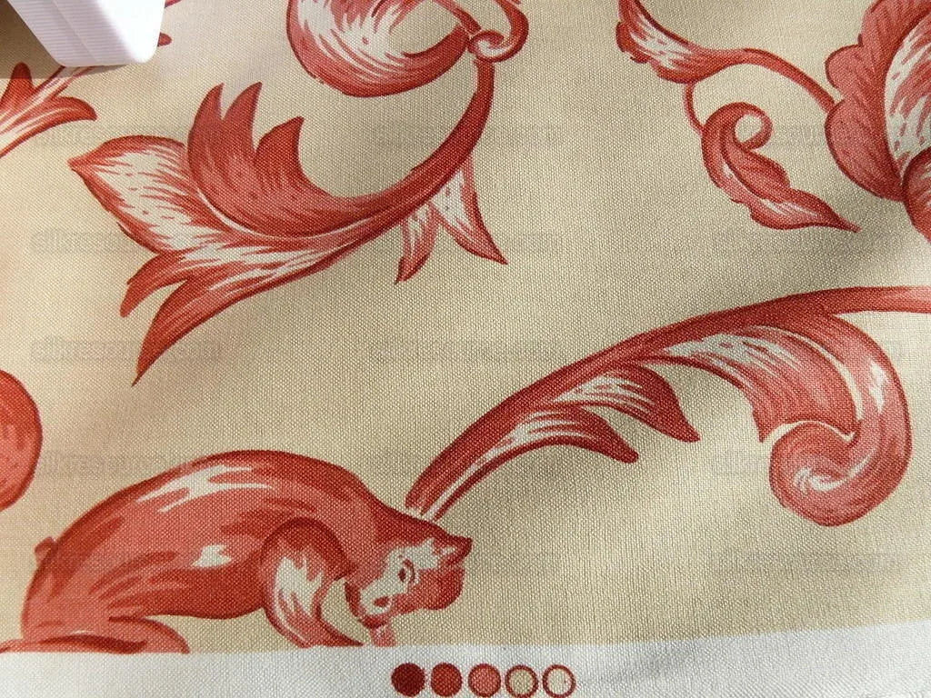 Lee Jofa Dambura Print Monkey Griffin Deer Music Toile Cotton Chintz Red Madder