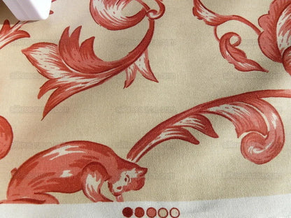 Lee Jofa Dambura Print Monkey Griffin Deer Music Toile Cotton Chintz Red Madder