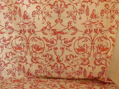 Lee Jofa Dambura Print Monkey Griffin Deer Music Toile Cotton Chintz Red Madder