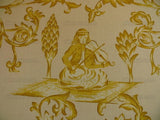 Lee Jofa Dambura Print Monkey Griffin Lemon Zest Yellow Deer Music Toile Cotton Chintz
