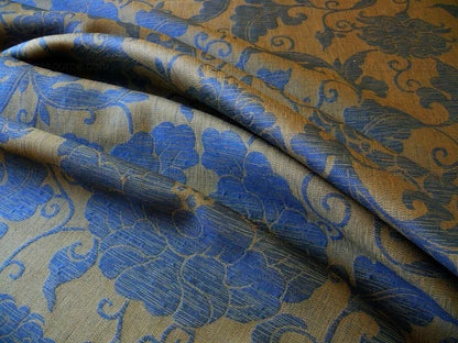 Bty Lee Jofa Porcelain Silk Navy Chinoserie Lotus Peony MSRP USD 190Y