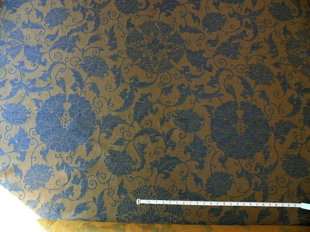 Bty Lee Jofa Porcelain Silk Navy Chinoserie Lotus Peony MSRP USD 190Y