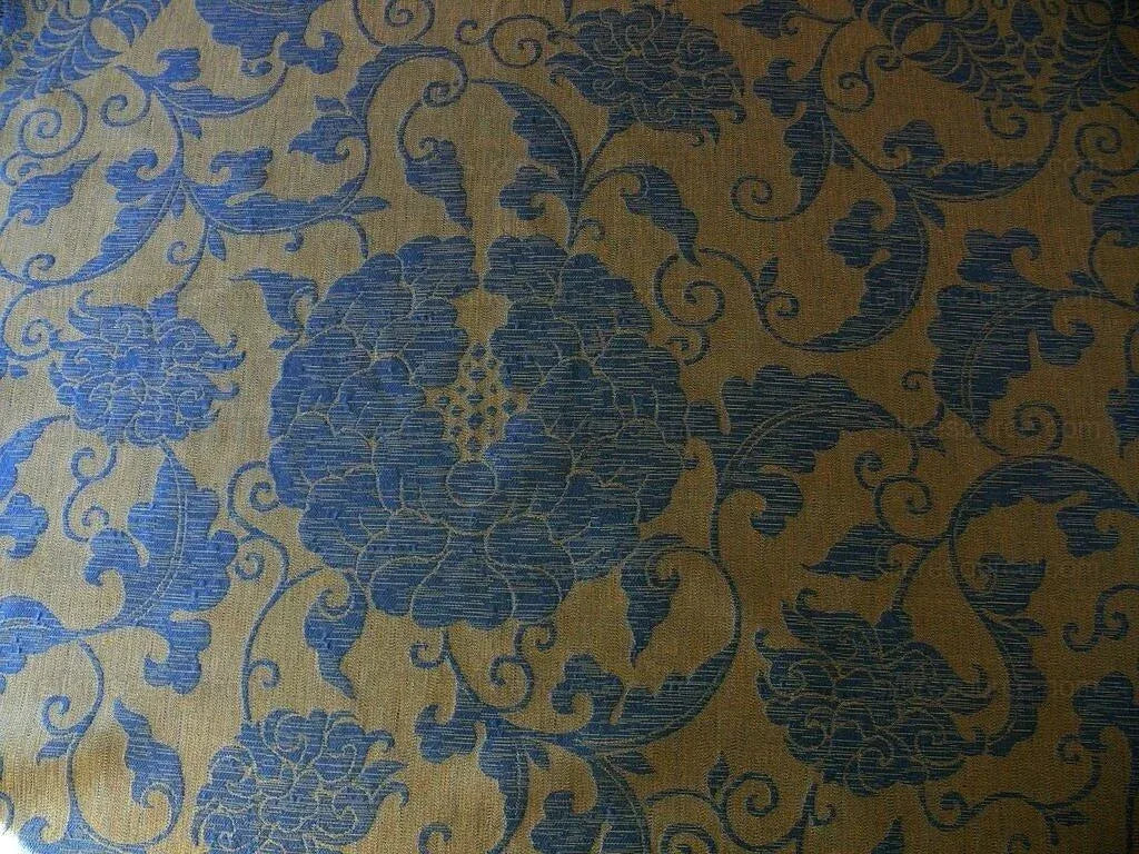 BTY LEE JOFA PORCELAIN SILK NAVY CHINOSERIE LOTUS PEONY MSRP190Y
