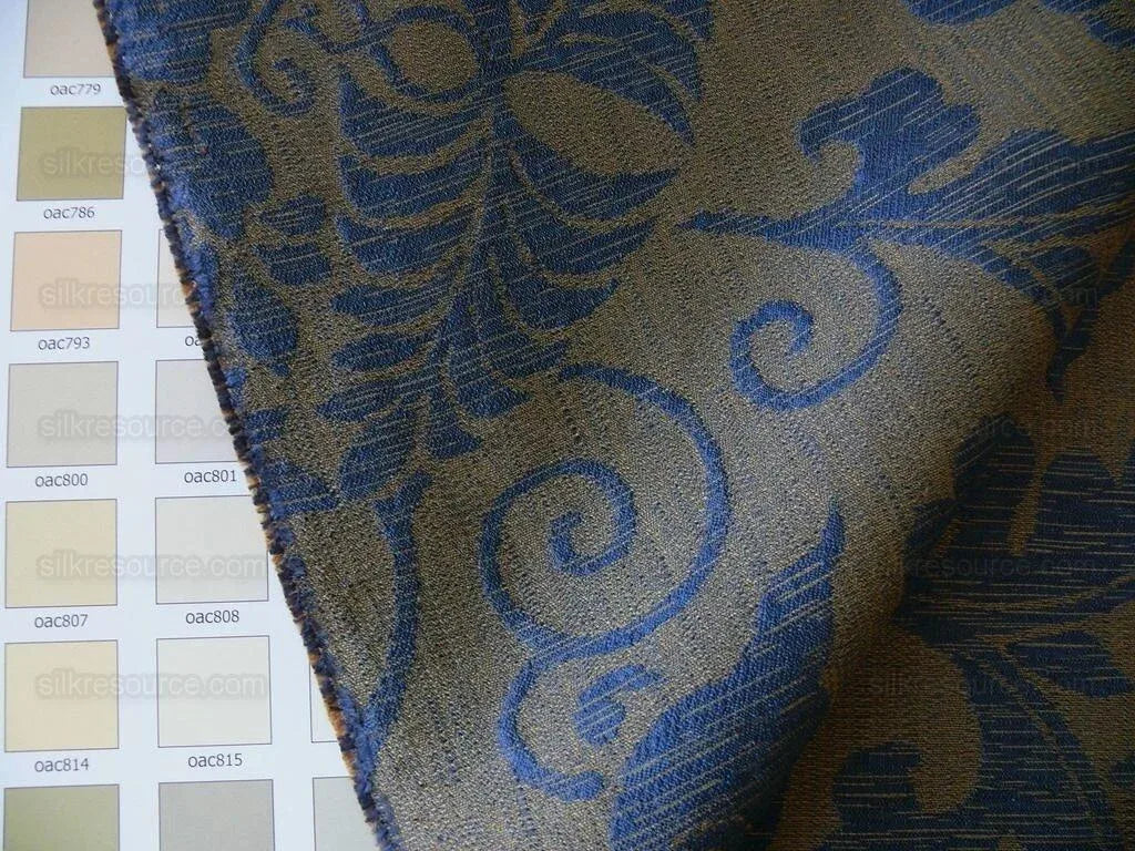 Bty Lee Jofa Porcelain Silk Navy Chinoserie Lotus Peony MSRP USD 190Y