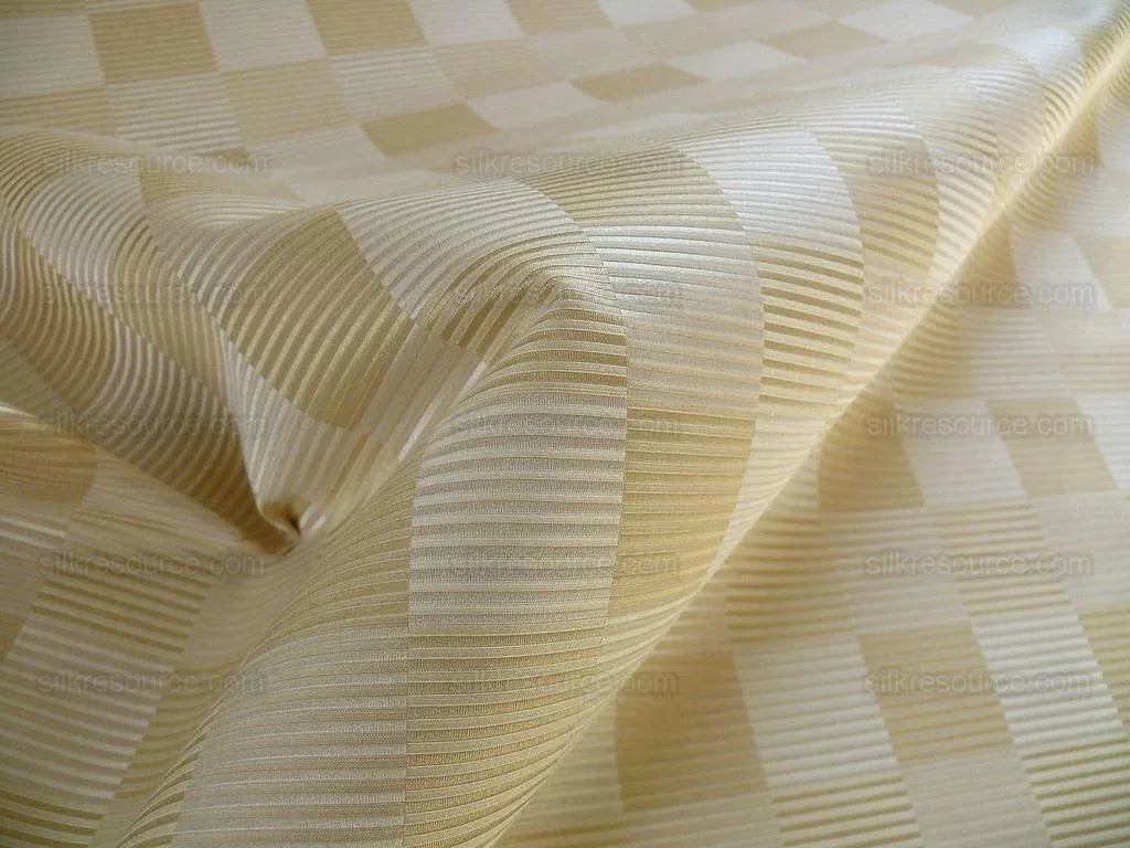 Lee Jofa Stereopticon Check Ivory Wool &amp; Silk Champagne Cream MSRP USD 236/Y