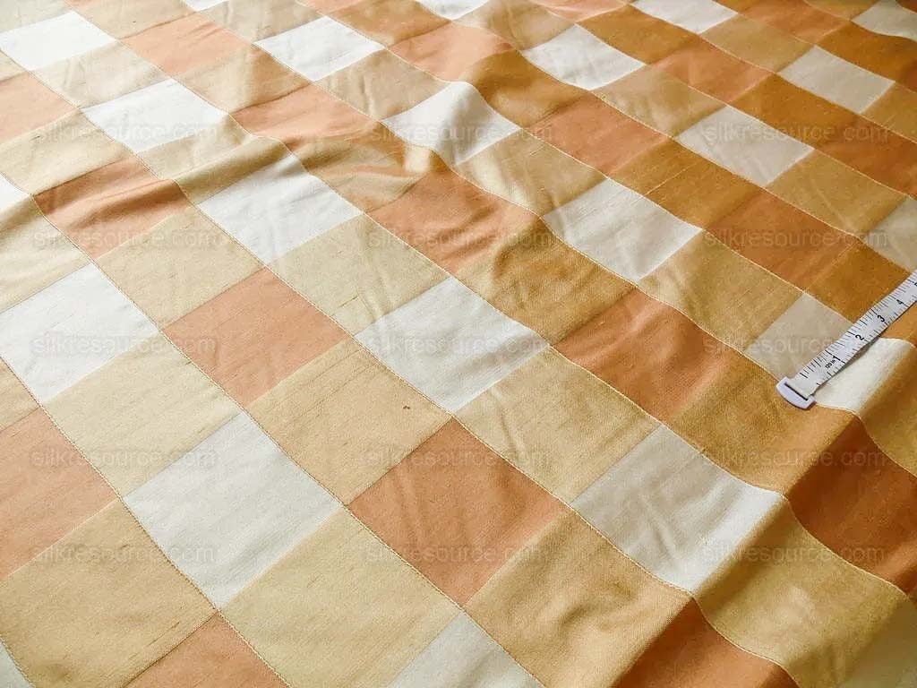 by Yard Kravet Sassy Plaid Silk In Nectar Orange Tropical Peach Reversible