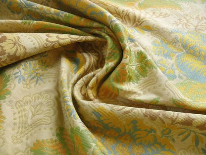 Bty Lee Jofa Hermitage Damask Slate Blue Gold Renaissance Lampas Cotton MSRP USD 228/Y