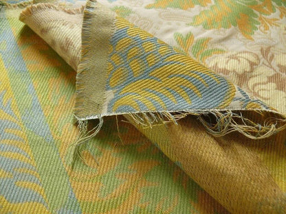 Bty Lee Jofa Hermitage Damask Slate Blue Gold Renaissance Lampas Cotton MSRP USD 228/Y