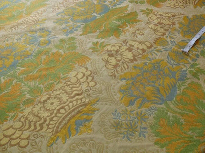 Bty Lee Jofa Hermitage Damask Slate Blue Gold Renaissance Lampas Cotton MSRP USD 228/Y