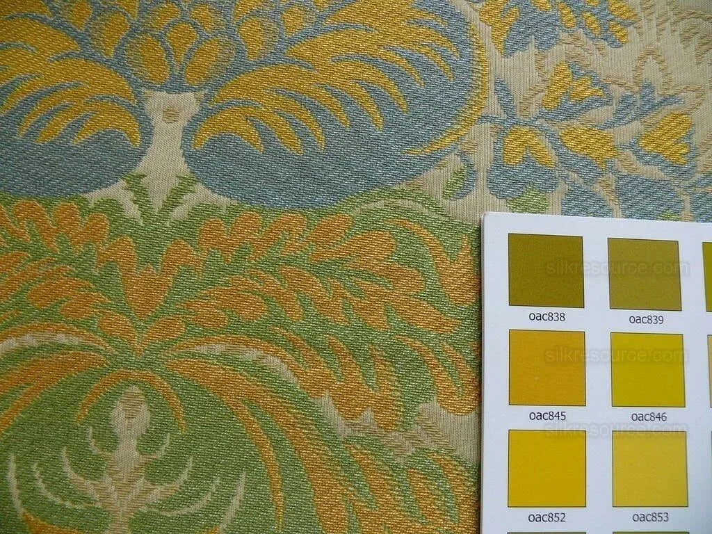 Bty Lee Jofa Hermitage Damask Slate Blue Gold Renaissance Lampas Cotton MSRP USD 228/Y