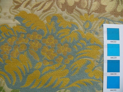 Bty Lee Jofa Hermitage Damask Slate Blue Gold Renaissance Lampas Cotton MSRP USD 228/Y