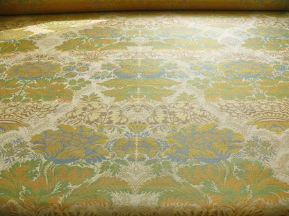 Bty Lee Jofa Hermitage Damask Slate Blue Gold Renaissance Lampas Cotton MSRP USD 228/Y