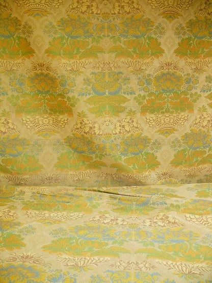 Bty Lee Jofa Hermitage Damask Slate Blue Gold Renaissance Lampas Cotton MSRP USD 228/Y