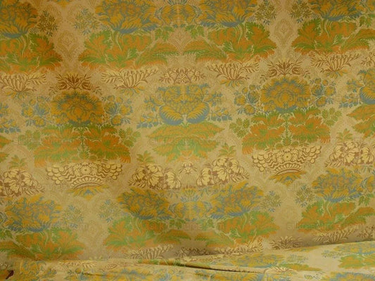 Bty Lee Jofa Hermitage Damask Slate Blue Gold Renaissance Lampas Cotton MSRP USD 228/Y