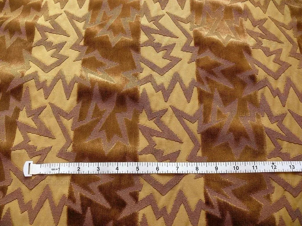 By Yard Lee Jofa Groundworks Calypso Velvet  Gold Brown Jazzy Cut Velvet Stripe MSRP USD 296/Y