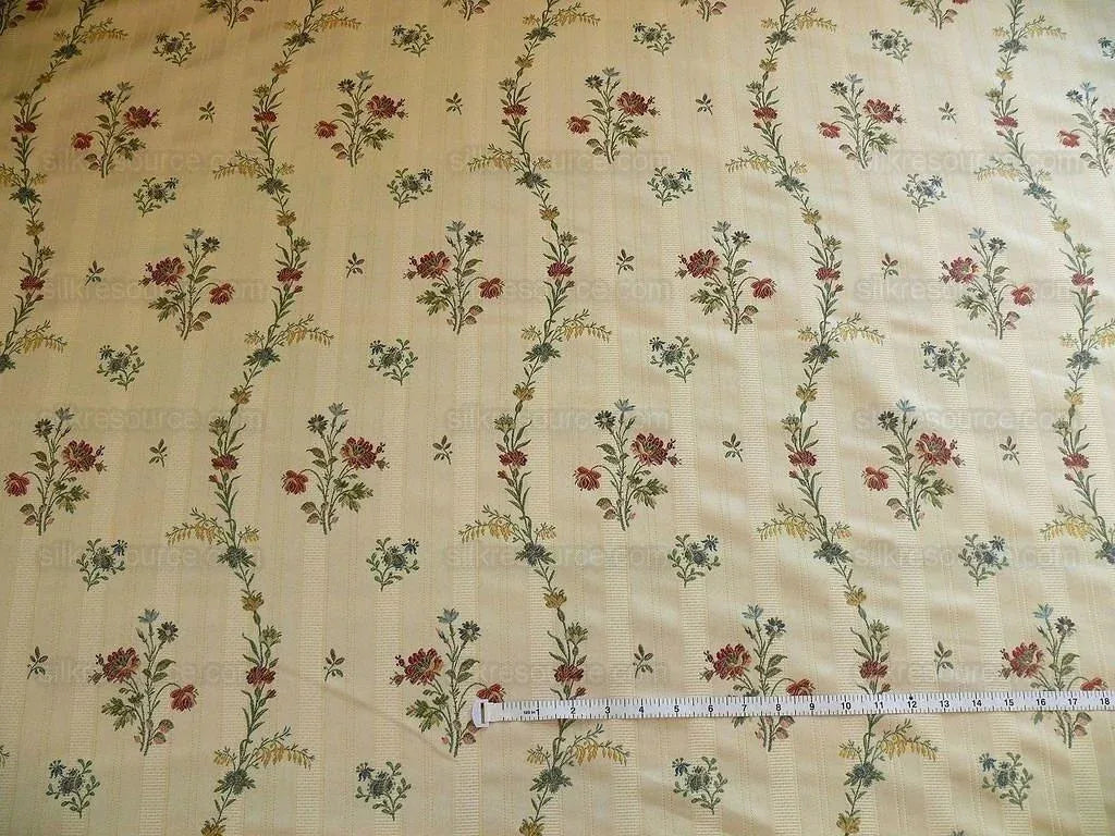 Lee Jofa Carlotta Lampas Stripe Flower Garlnd Jewel Red Blue Bty