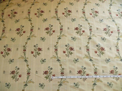 Lee Jofa Carlotta Lampas Stripe Flower Garlnd Jewel Red Blue Bty