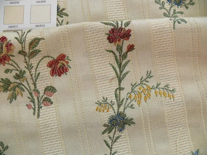 Lee Jofa Carlotta Lampas Stripe Flower Garlnd Jewel Red Blue Bty