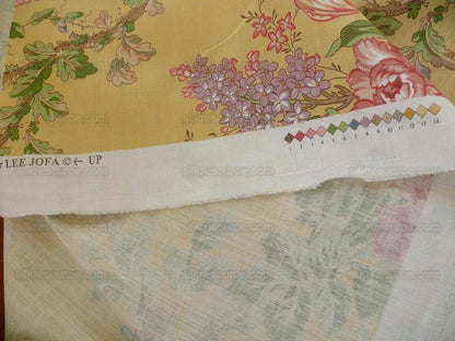 by yard Lee Jofa Ramage Print jasmine Yellow Linen Chintz Tree Of Life MSRP USD 176/y