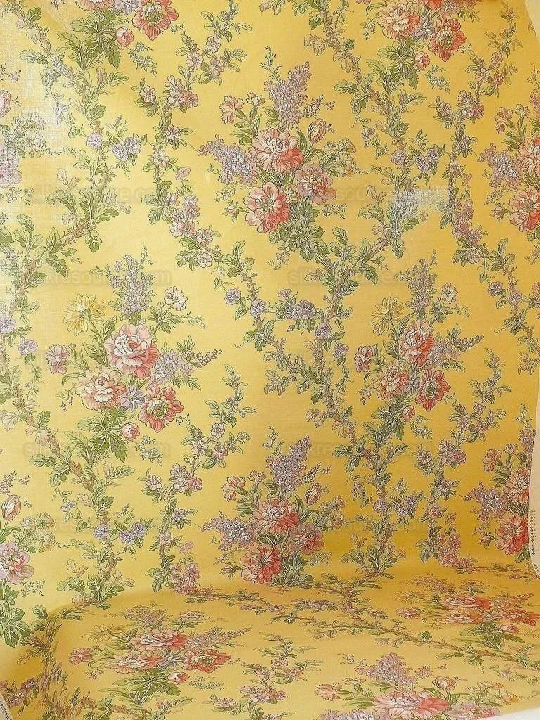 by yard Lee Jofa Ramage Print jasmine Yellow Linen Chintz Tree Of Life MSRP USD 176/y