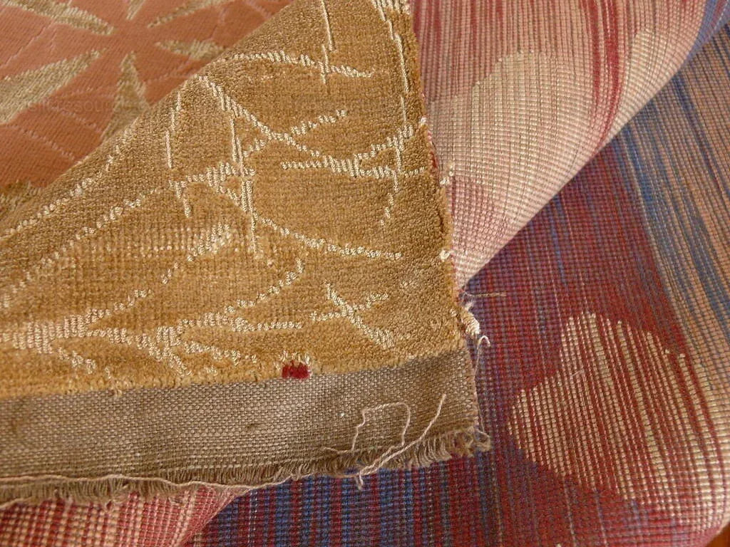 4.65y Lee Jofa Marguerite Gold Velvet Woven Flower & Star Velvet Cotton Viscose MSRP USD420/y