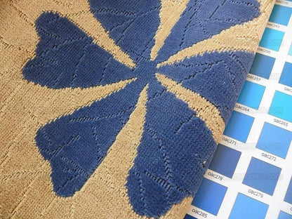 3.5y Lee Jofa Marguerite Gold Velvet Woven Flower & Star Velvet Cotton Viscose MSRP USD420/y