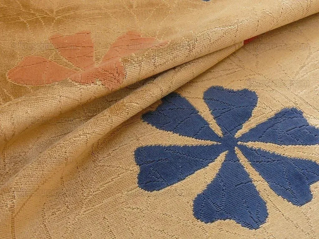 1.5y Lee Jofa Marguerite Gold Velvet Woven Flower & Star Velvet Cotton Viscose MSRP USD420/y