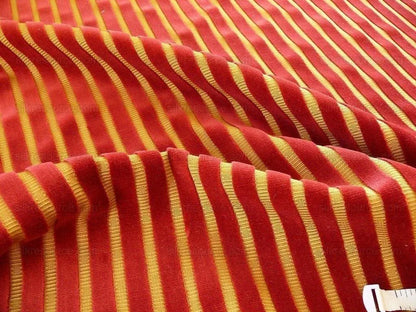 Kravet Design Cut Velvet Stripe Ruby Red Gold Bty MSRP USD 169/Y!