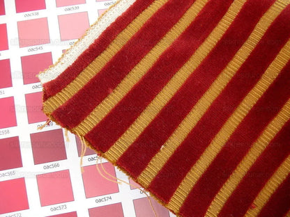 Kravet Design Cut Velvet Stripe Ruby Red Gold Bty MSRP USD 169/Y!
