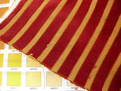 Kravet Design Cut Velvet Stripe Ruby Red Gold Bty MSRP USD 169/Y!