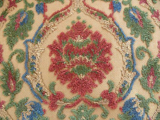 BTY KRAVET COUTURE GLYCINE 100%LINEN VELVET RED BURGUNDY RENAISS