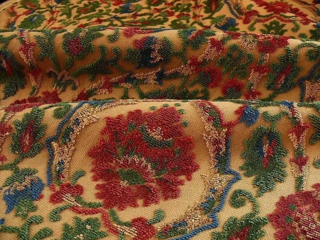 0.75yard Kravet Couture Glycine 100%linen Velvet Red Burgundy Renaissance MSRP USD 275/Y