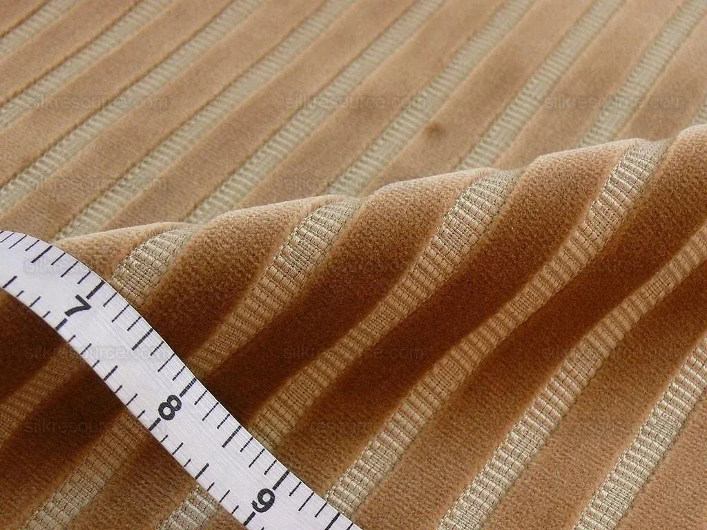Kravet Design Cut Velvet Stripe Toffee Brown