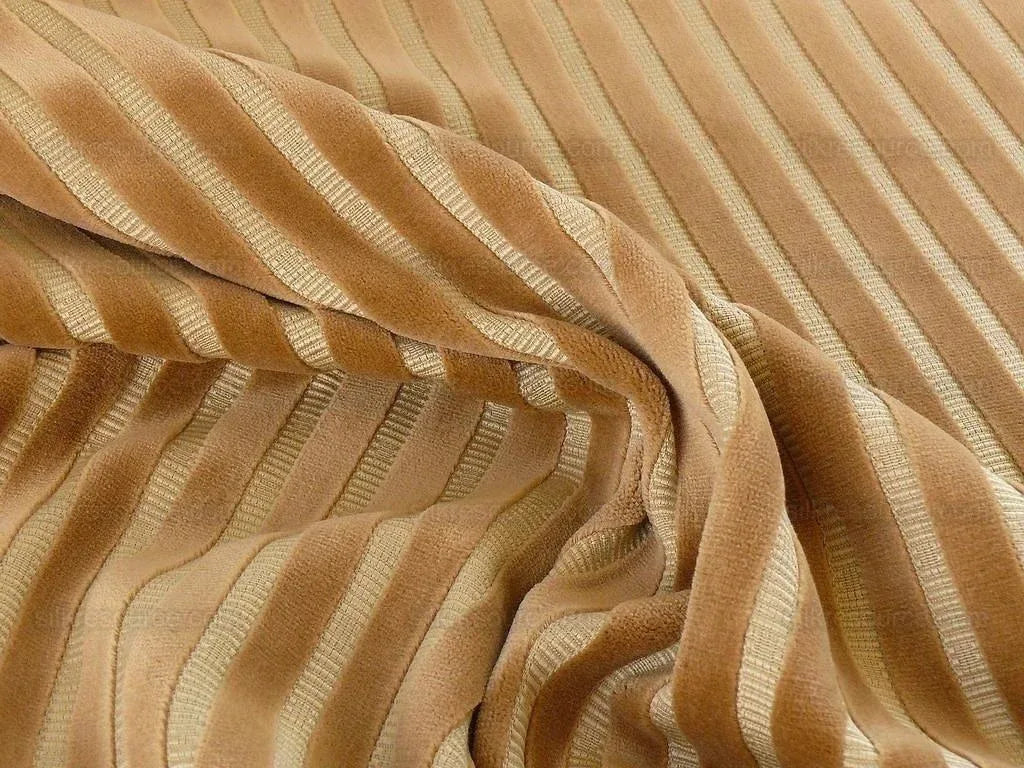 KRAVET DESIGN CUT VELVET STRIPE TOFFEE BROWN