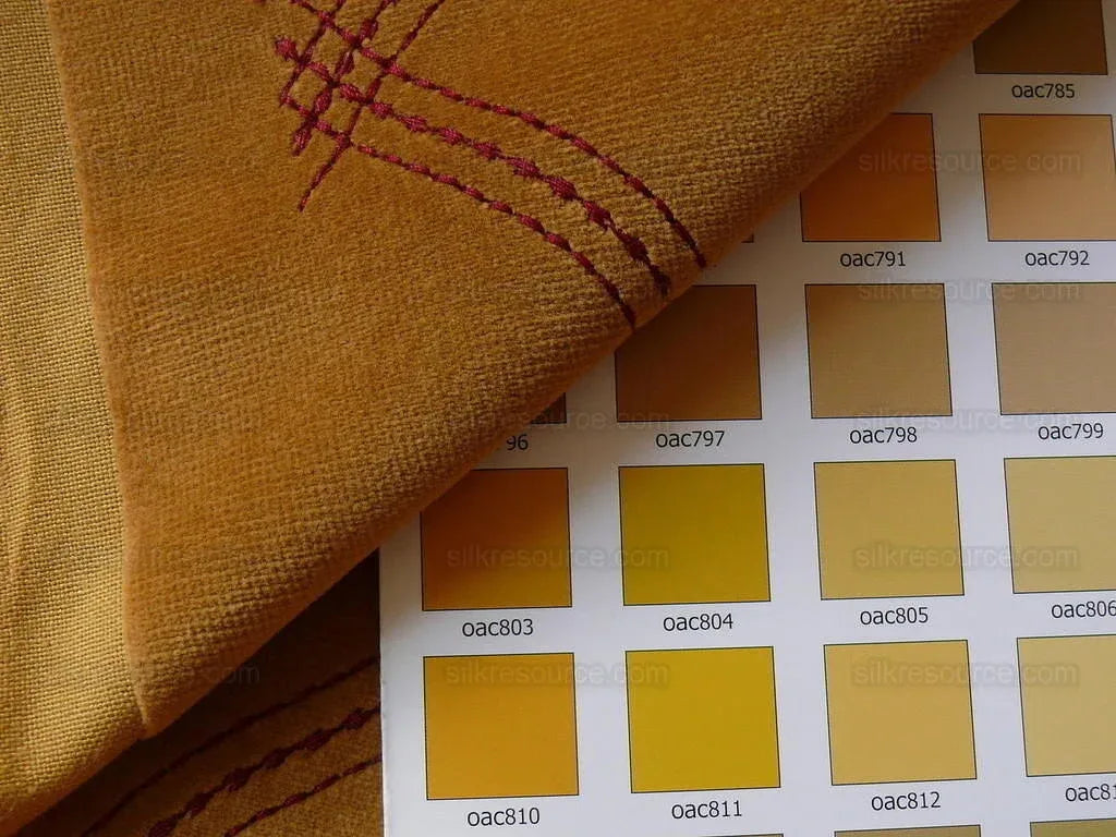 5.4y Lee Jofa Lantana Velvet Gold Red Lattice Embroidery Cotton