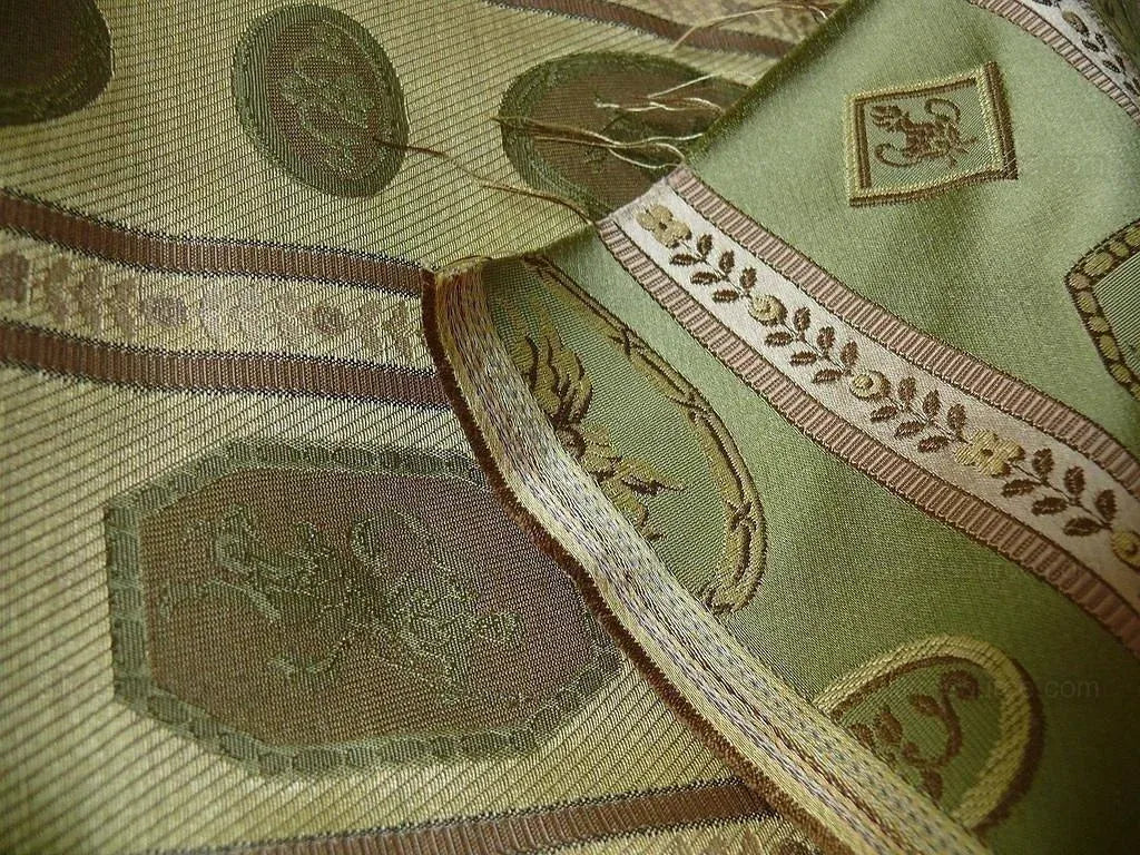 1.625Yd Lee Jofa Le Cygne Stripe Neo Classic Leeda Swan "Vert" Green Silk MSRP USD 276Y