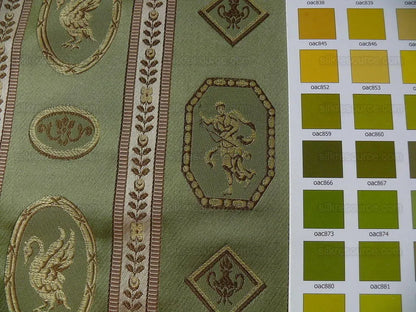 1.625Yd Lee Jofa Le Cygne Stripe Neo Classic Leeda Swan "Vert" Green Silk MSRP USD 276Y