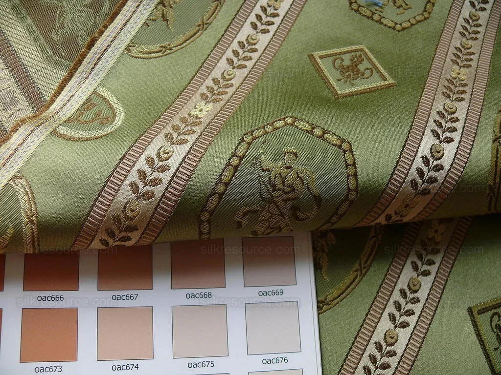 1.625Yd Lee Jofa Le Cygne Stripe Neo Classic Leeda Swan "Vert" Green Silk MSRP USD 276Y