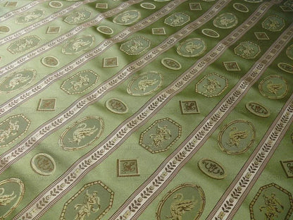 1.625Yd Lee Jofa Le Cygne Stripe Neo Classic Leeda Swan "Vert" Green Silk MSRP USD 276Y