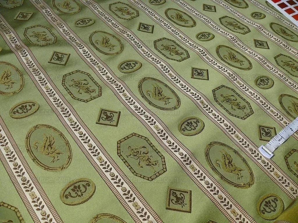 1.625Yd Lee Jofa Le Cygne Stripe Neo Classic Leeda Swan "Vert" Green Silk MSRP USD 276Y
