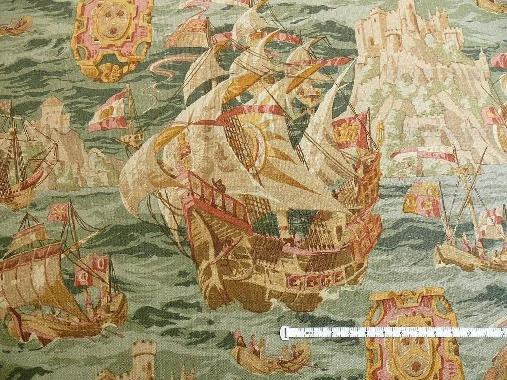 1.375Y Lee Jofa Sixteenth Century Aegean Pacific Linen Print Bty MSRP USD 156/y