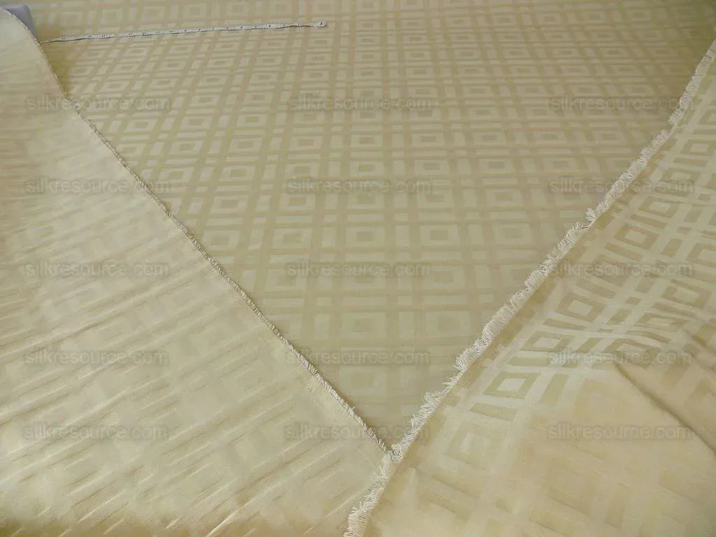 Lee Jofa Stewart Weave Ivory Square Maze Cotton Linen Damask Cream White Heavy Duty MSRP USD156/Y