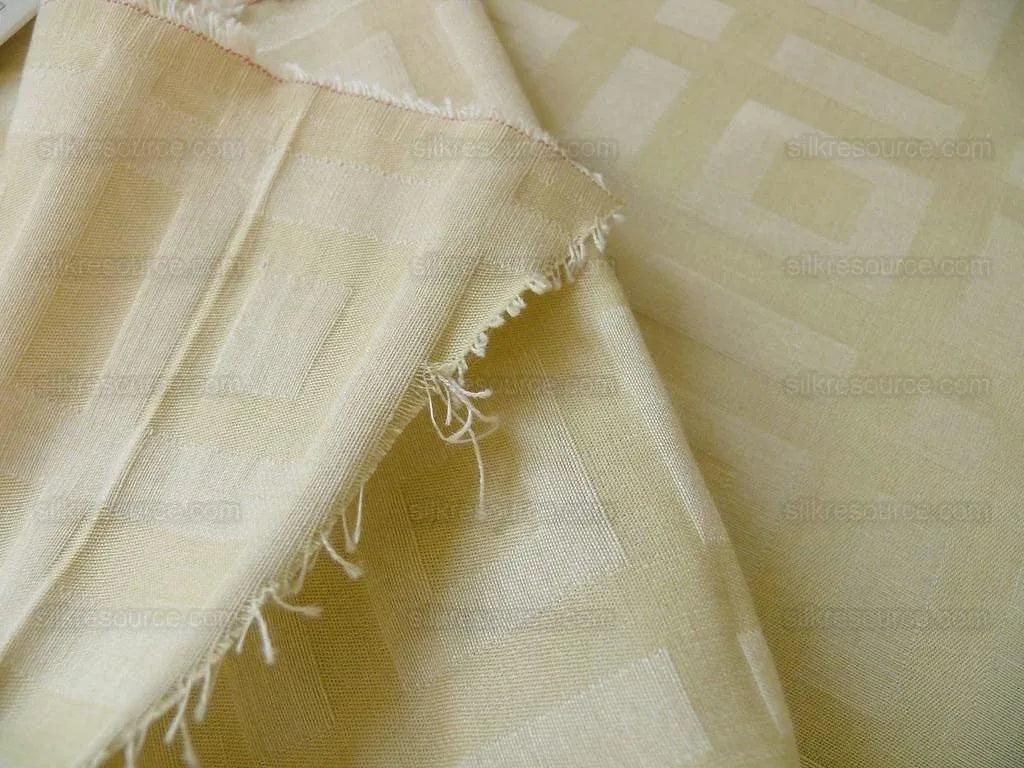 Lee Jofa Stewart Weave Ivory Square Maze Cotton Linen Damask Cream White Heavy Duty MSRP USD156/Y