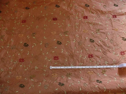 Kravet Silk Taffeta Chenille Flower Copper Red 7.5y